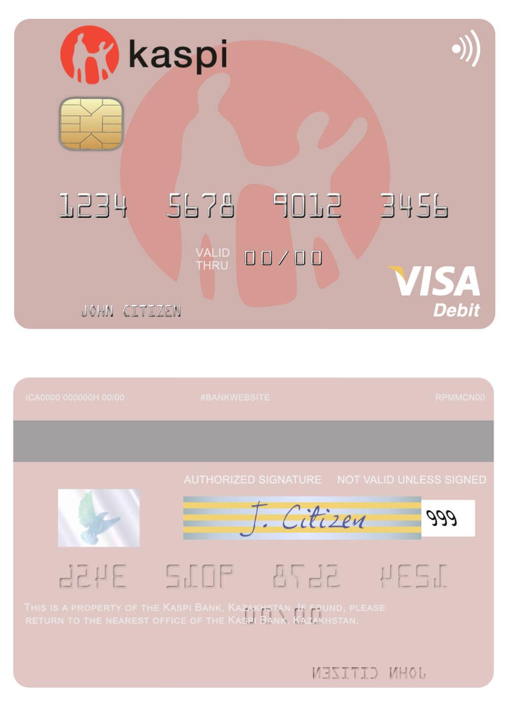 Kazakhstan Kaspi Bank visa debit card
